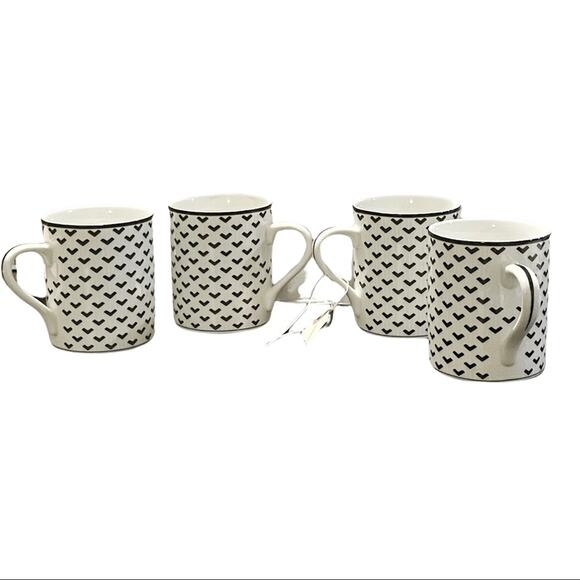Tiffany & Co Gotham Chevron Print Vintage Mug Set of 4 - Picture 2 of 6